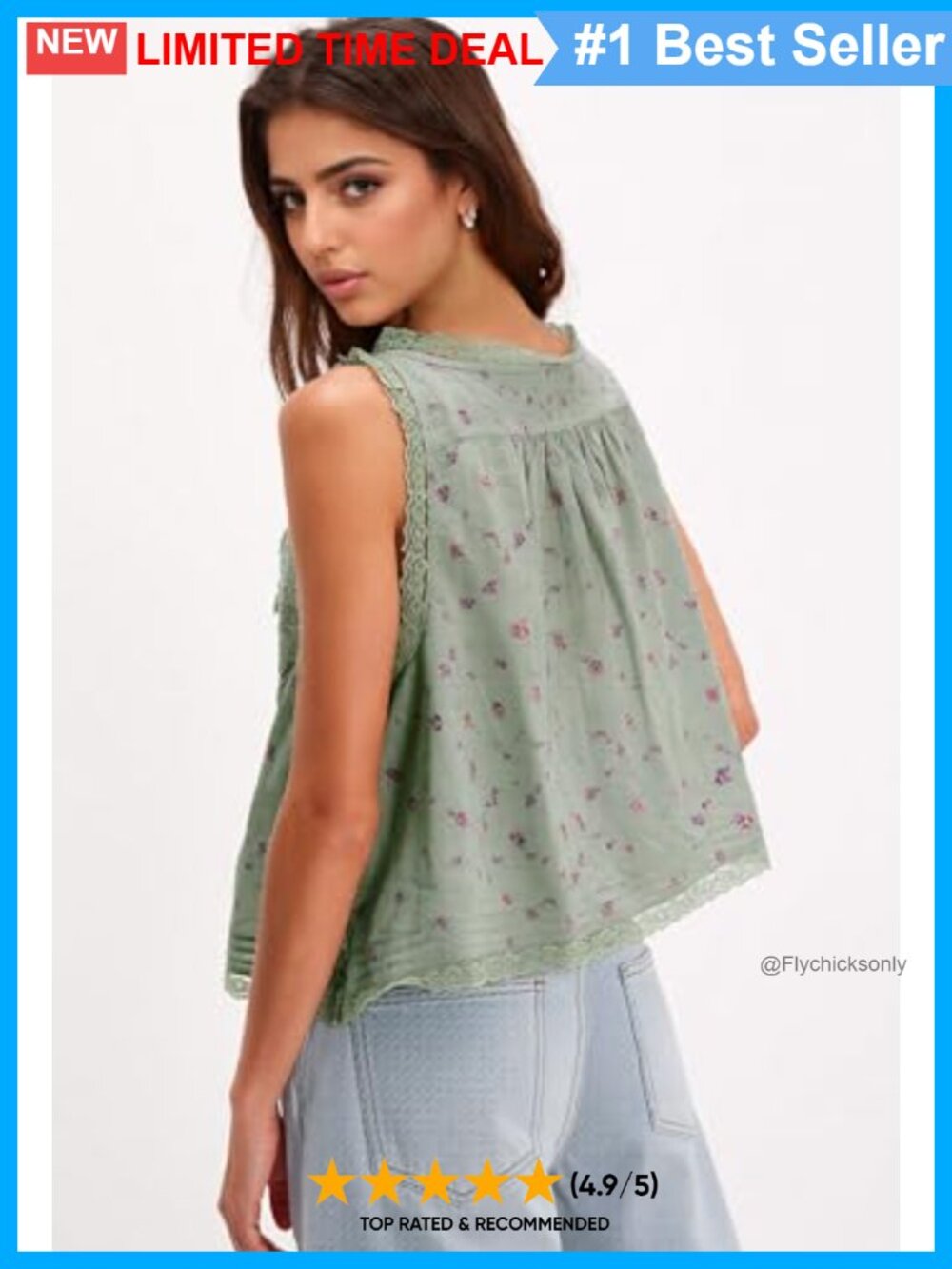 Womens 100% Cotton Voile Sheer Lace Tie Front Tank Top Relaxed Fit Sleeveless - Picture 3 of 6